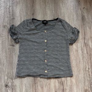 Button Down Women's T-Shirt with ruffle sleeve